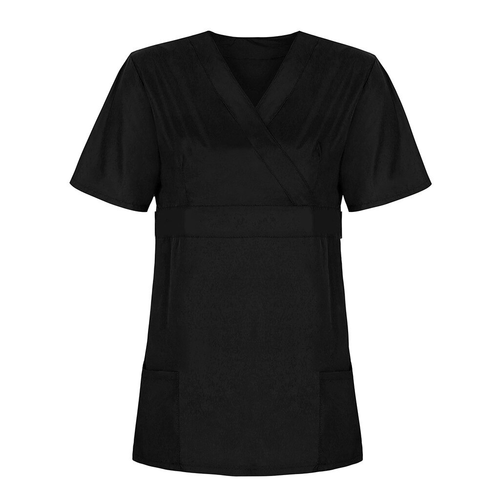 Women Short Sleeve V-neck Nursing Uniform Soft T-shirt Tops with Pocket uniformes clinicos mujer костюм медицинский