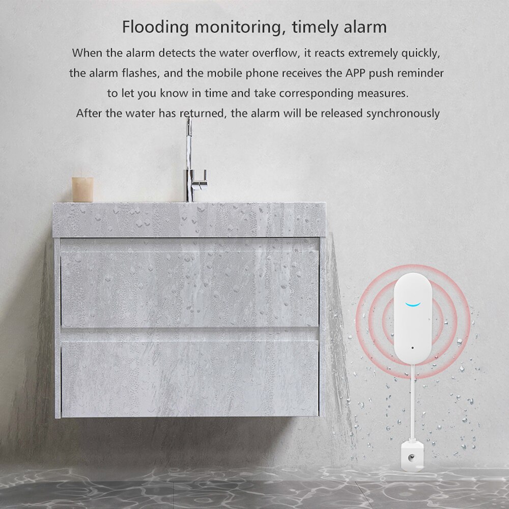 Tuya Smart APP WIFI Water Level Water Leak Full Water Alarm Tool House Kitchen Bathroom Remote Alarm Water Leakage Sensor
