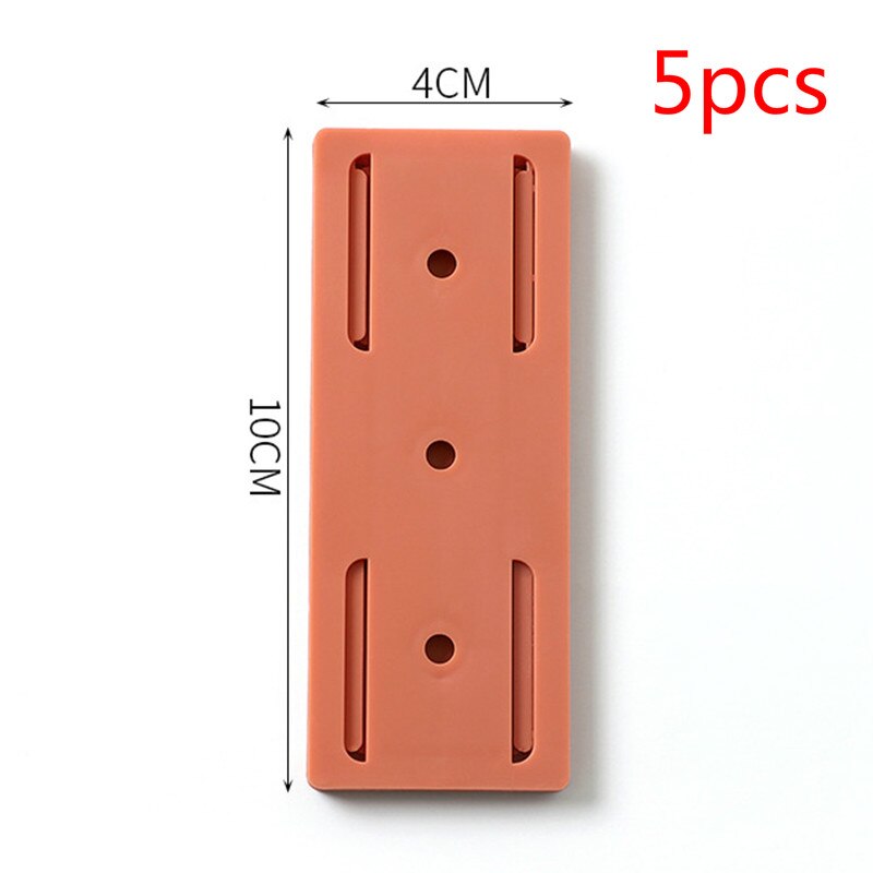 Wall-Mounted Sticker Punch-free Plug Fixer Home SelfAdhesive Socket Desktop Cable Organizer Power Strip Holder Household Product: 5pcs orange