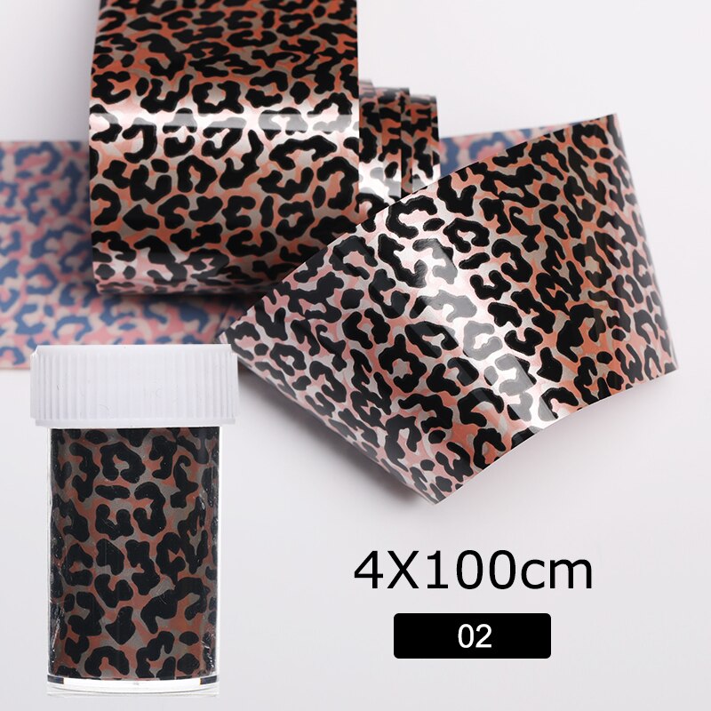1 rulle neglefolier leopard træ negle mærkat papir camouflage print nail art wraps gør-det-selv-overførsel klistermærke negle mærkater dekoration: 02