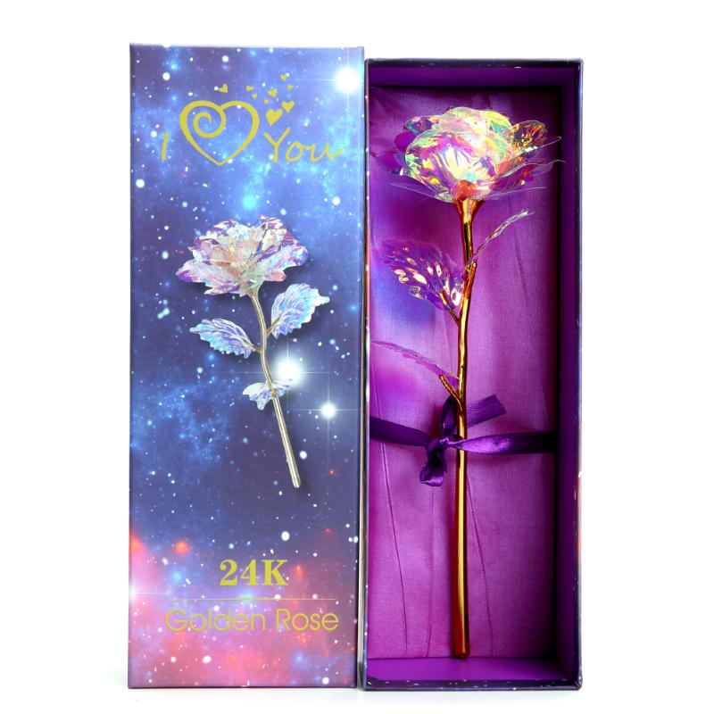 Valentine's Day Mother's Day Box 24K Foil Plated Rose Gold Flower Forever Love Wedding Decor Lighting Rose: vibration with box