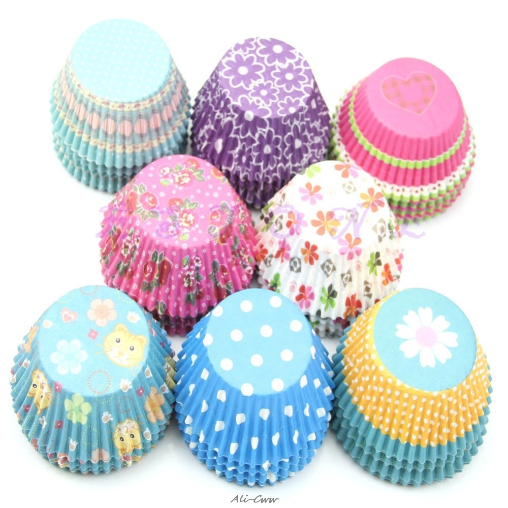 100Pcs Original Round Cake Paper Holds Greaseproof Baking Cupcake Cases