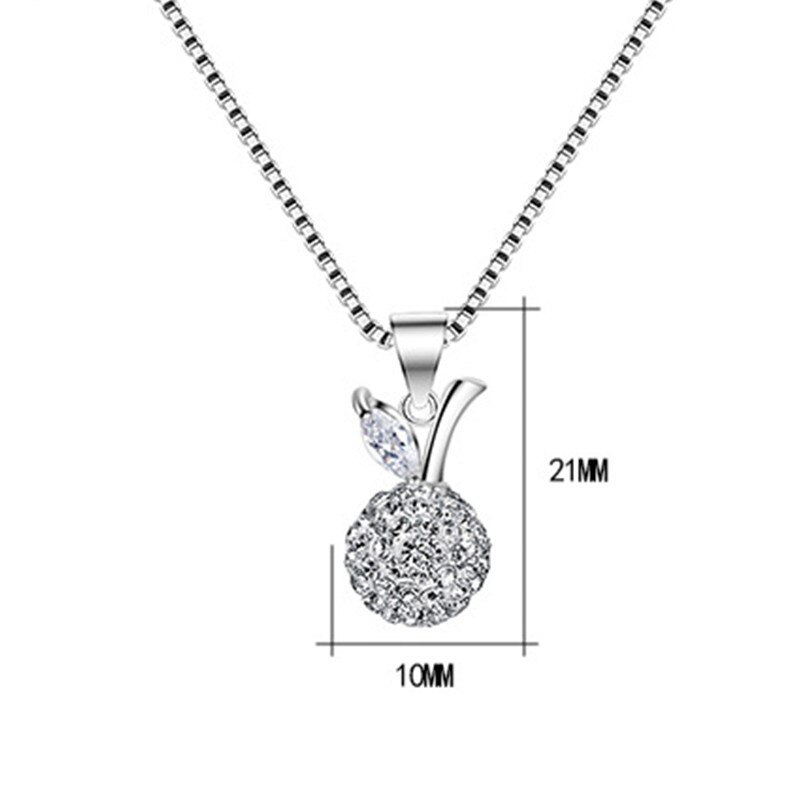 NEHZY S925 Stamp Silver Woman Jewelry Crystal Ball Zircon Apple Pendant Necklace Length 45cm