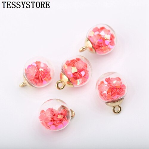 16 millimetri Palla Di Vetro Trasparente Piccolo Ciondolo Con Piccolo Cuore Amoroso All'interno del Pendente Per Monili Che Fanno Della Collana Accessori: Z027