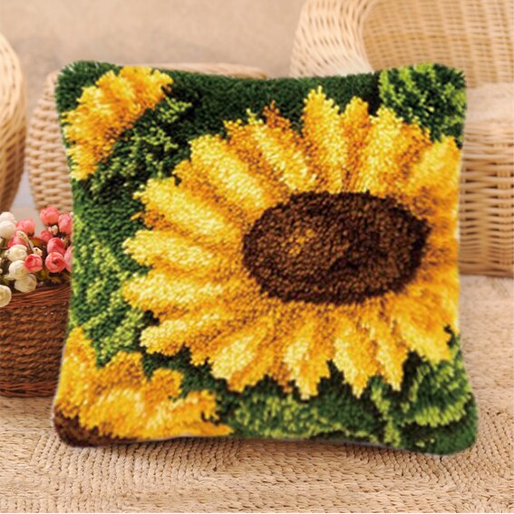 Gør det selv blomster sommerfugl segment broderi pude planter groft uld korssting låsekrog tæppe broderi låsekrog tæppesæt: Bz109 37 x 37cm