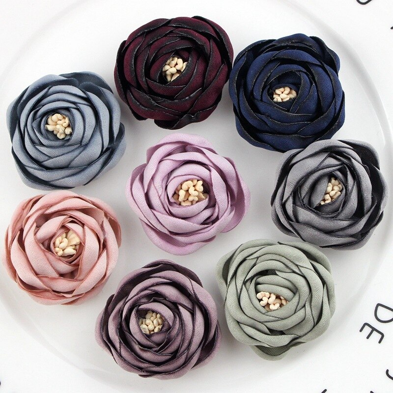 Flor de Camelia con borde quemado, accesorio para el pelo de vacaciones, boda, # FL2020004