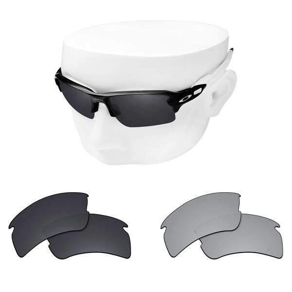 OOWLIT Polarized Replacement Lenses for-Oakley Flak 2.0 XL OO9188 Sunglasses: Black and sliver