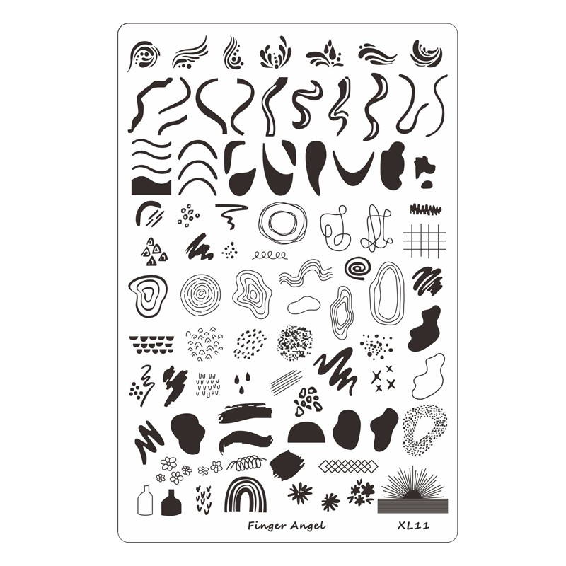 Finger Angel Flowers Leaves Nail Stamping Plates Line Geometric Stripe Face Image Printing Templates For Manicure Decorations