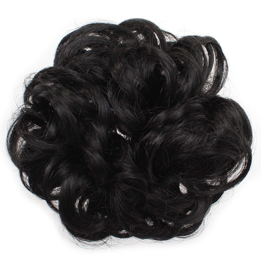 BESTUNG-moño de pelo rizado con banda de goma para mujer, pelo sintético ondulado, peluquín con forma de dona