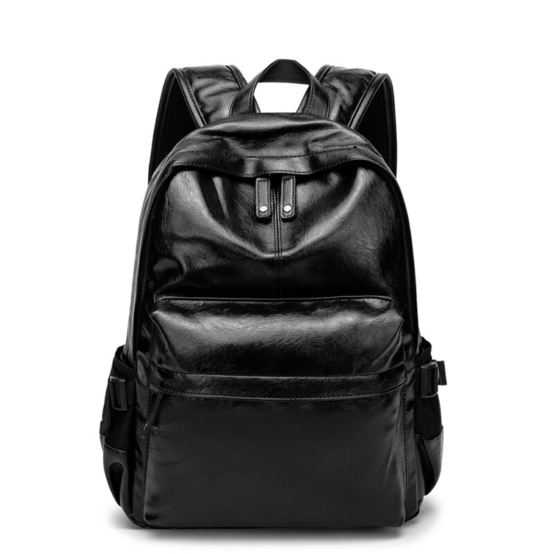 Mochila Vintage de cuero sintético suave para hombre, bolso de hombro antirrobo con doble cremallera, de gran capacidad, informal, para viaje: Black