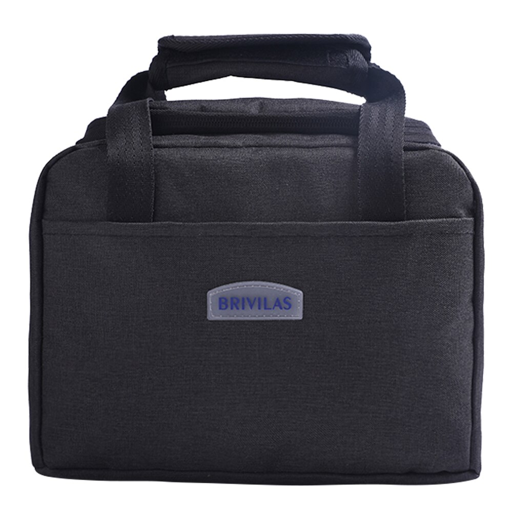 Portable Lunch Bag Thermal Insulated Lunch Box Tote Cooler Handbag Bento Pouch Dinner Container Mom Baby Food Storage Bags: Black