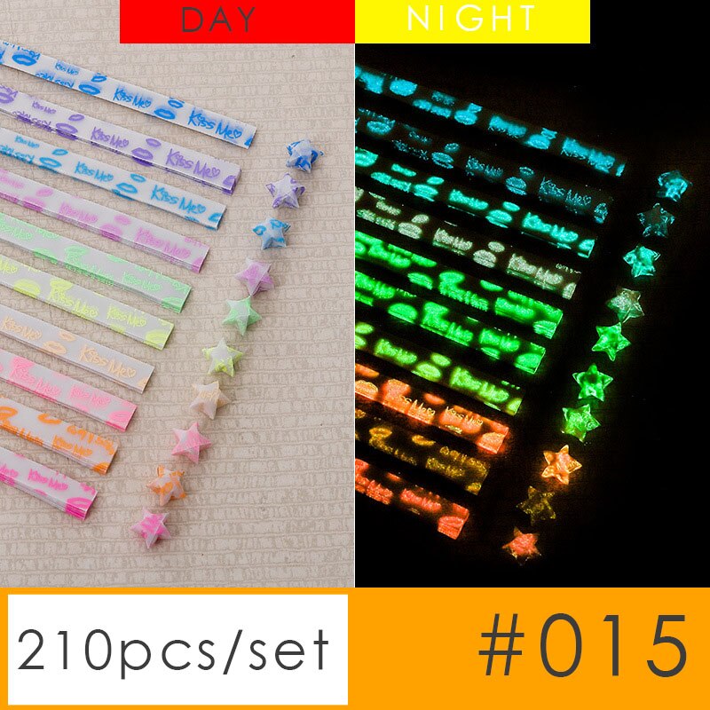 210pcs Luminous star origami paper Lucky star scrapbook paper Wishing stars paper wrapping material night glow: 015