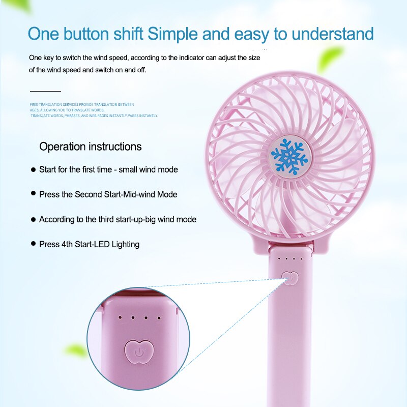 Portable Hand Fan USB Rechargeable Foldable Handheld Mini Fan Cooler 3 Speed Adjustable Cooling Fan Outdoor Travel Air Cooler