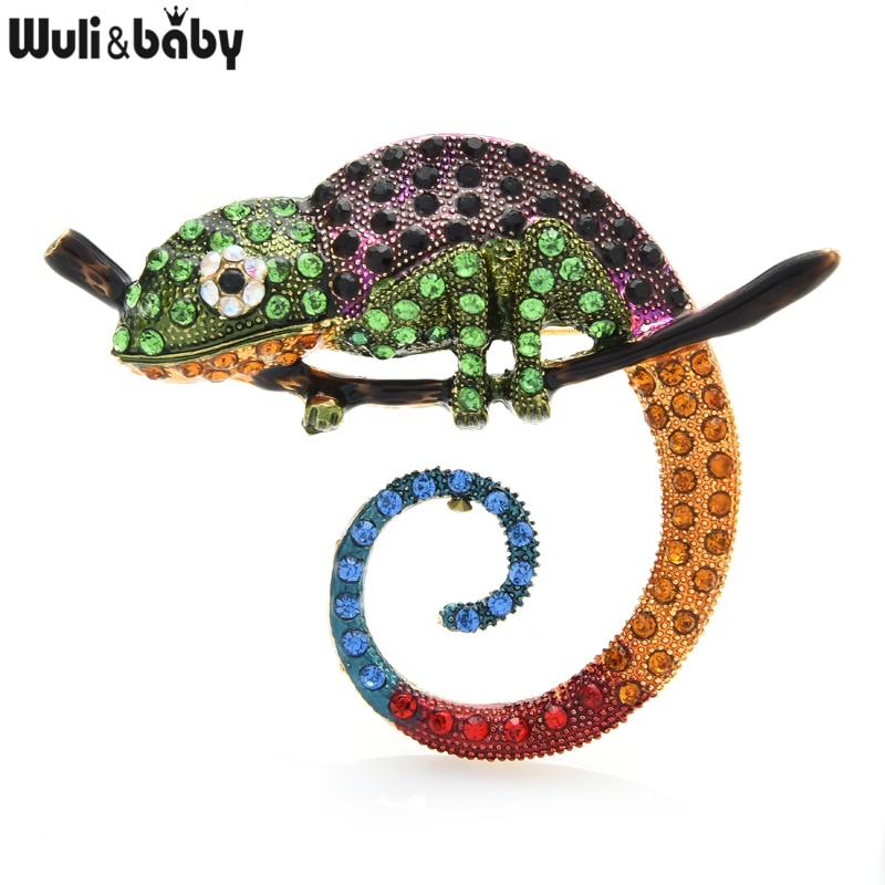 Wuli & Baby Grote Multicolor Hagedis Broche Pins Animal Broche Sieraden 4 Kleuren Chameleon Pins