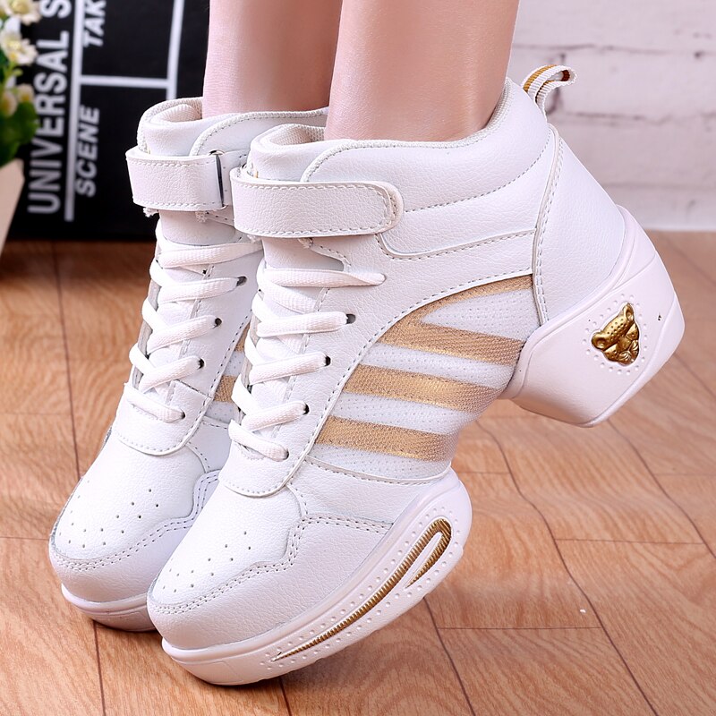 POLALI Dancing Shoe Girl Dance Sneakers Fitness Breathable Jazz Shoes Hip Hop Modern Dance Shoes Woman Practice: baise / 6.5