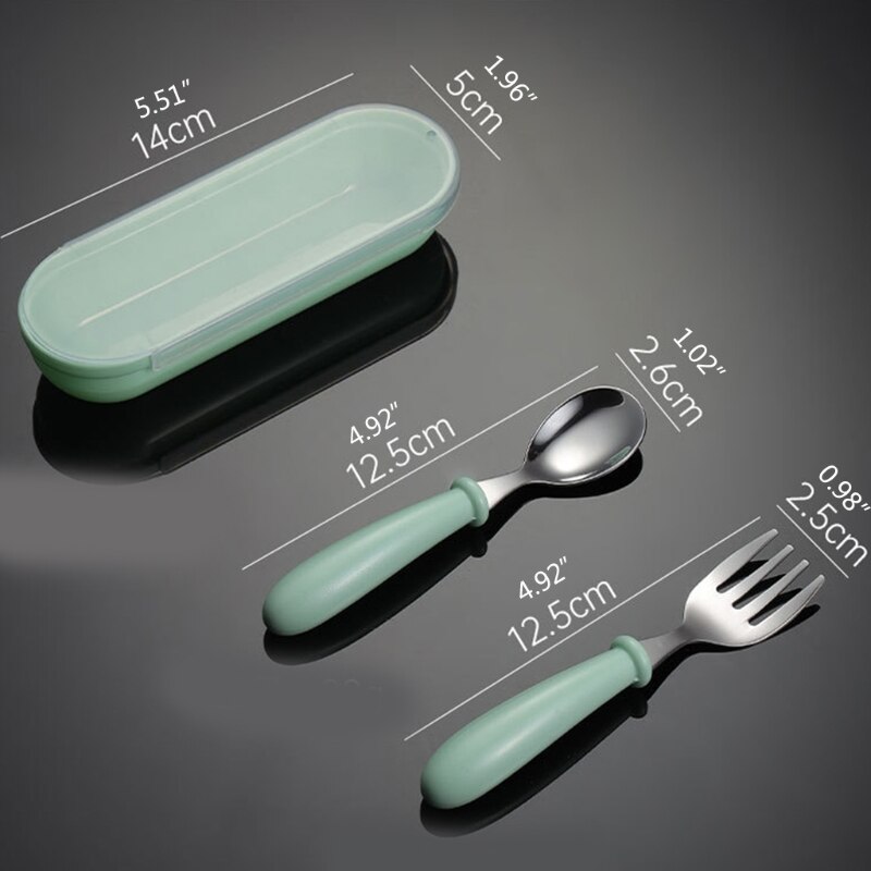 6pcs Toddler Stainless Steel Untensils Set Children Safe Flatware Food Feeding Fork Spoon Cutlery with Travel Case