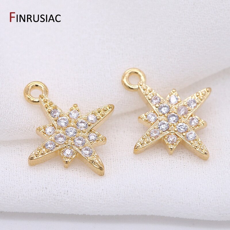 Placcato oro con Intarsiato zircone Piccolo Star Pendenti E Ciondoli Del Pendente Per I Monili di DIY Che Fanno Handmade Del Braccialetto Della Collana Orecchini Accessori