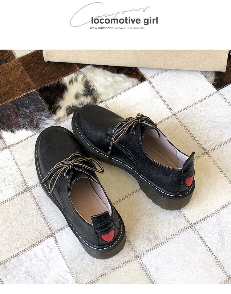 Natascha kvinde flats oxford sko dame mærke sneakers kvinder snøre flade tykbundede platform loafers rund tå casual pu: Sort / 40