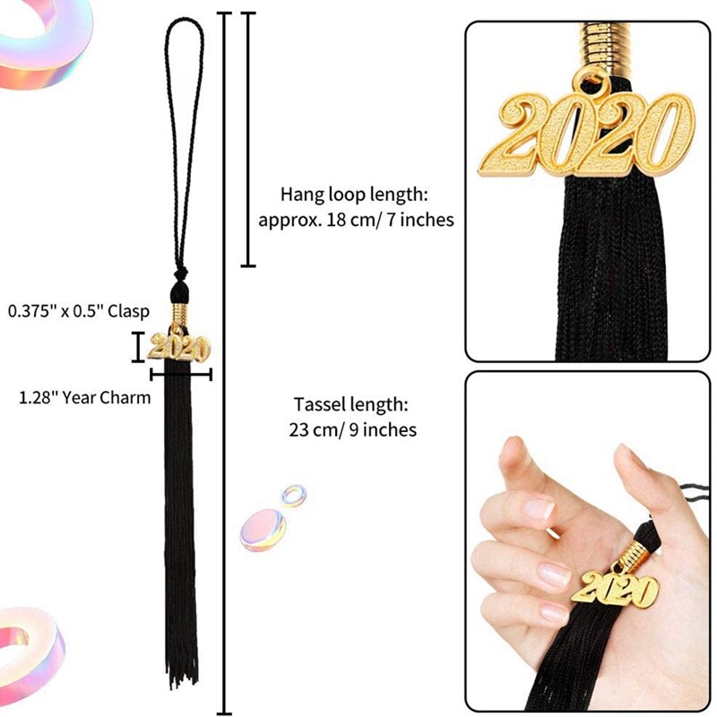 Graduation Tassel with Year Charm 9 Inch 2Pcs