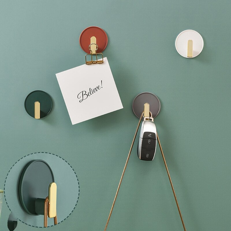 T84E 4Pcs Wall Mount Plastic Hooks Key Plug Holder Adhesive Cable Clothes Hanger Rack