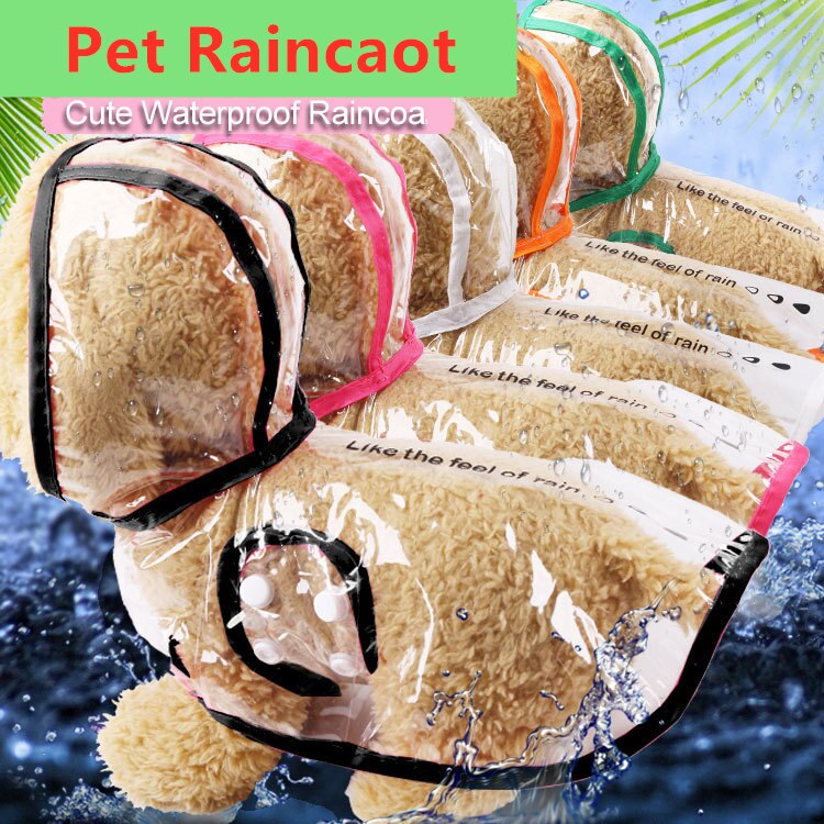 Dog Raincoat Waterproof Pet Transparent Raining Coat Jacket Outdoor PU Hooded Rainwear for Small Dogs Cats Rain Poncho Clothes