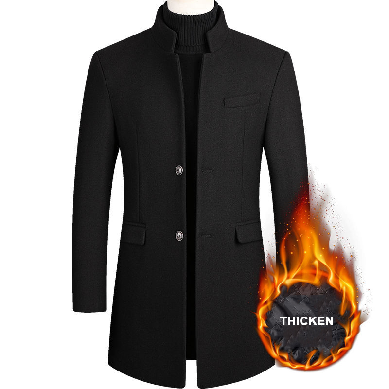Casacos de inverno de misturas de lã para homens, casaco grosso de alta qualidade de lã, roupa de exterior af2811: M / 2811 Black