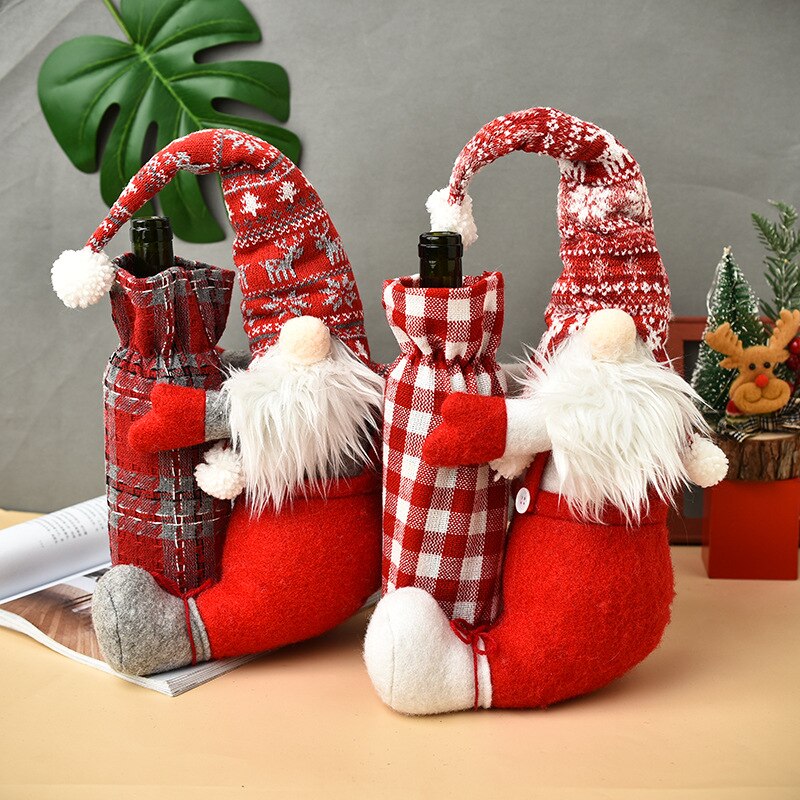 Kerst Wijnfles Covers Leuke Zweedse Gnome Wijnfles Cover Houders Voor Tafel Decoratie Bags Wijn Xmas Houders