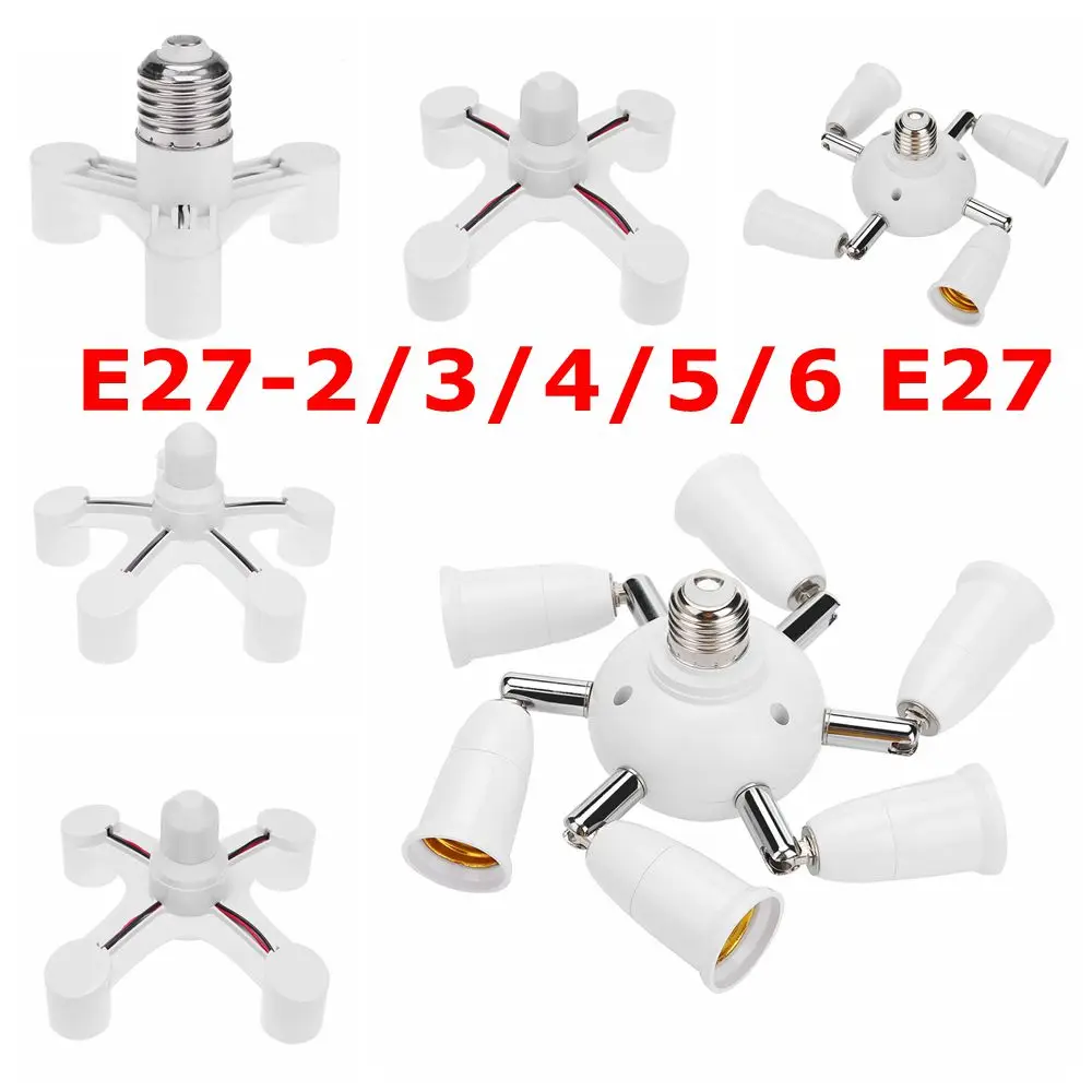 E27 led-sokkelpæresokkel  e27 -sokkel  e27 to- pæresokkeladapter for 2/3/4/5/6 -pære, splitterkonverter, skrue-induksjonslampeholder