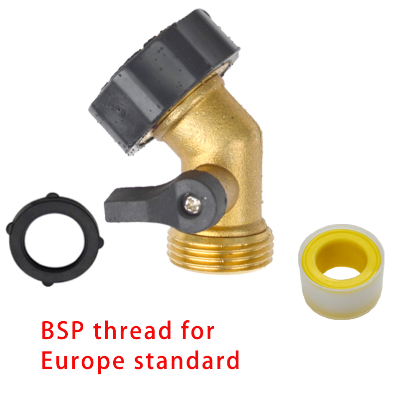 3/4"Heavy Duty Brass Garden Hose Splitter Hose Connector Spigot Adapter with 4 Valves Hose Bib Splitter Outdoor Faucet Splitter: Brown