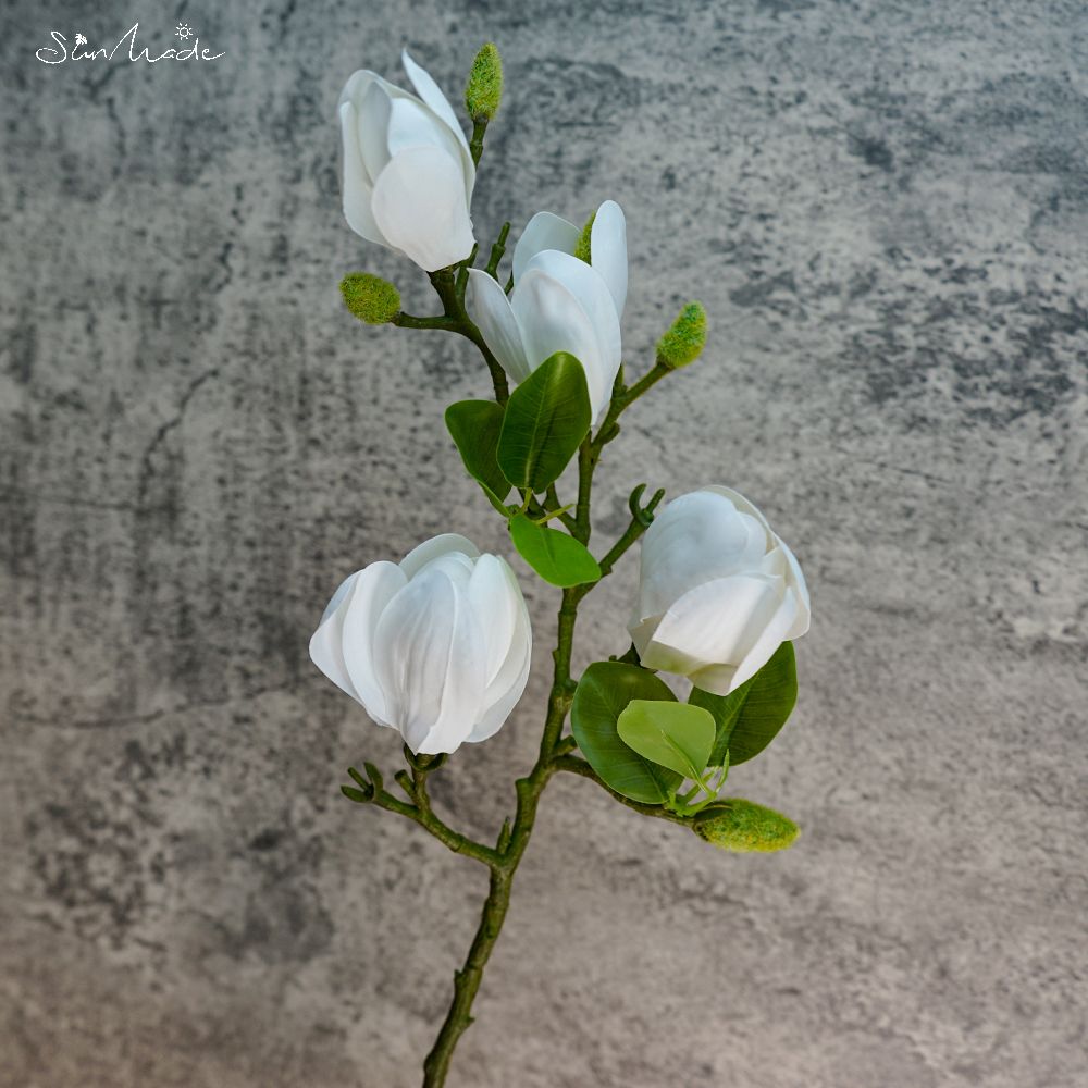 Ramo de Magnolia grande de lujo hecho en el sol, Flores blancas, decoración de boda, decoración del hogar, Flores artificiales, Año , otoño: YELLOW