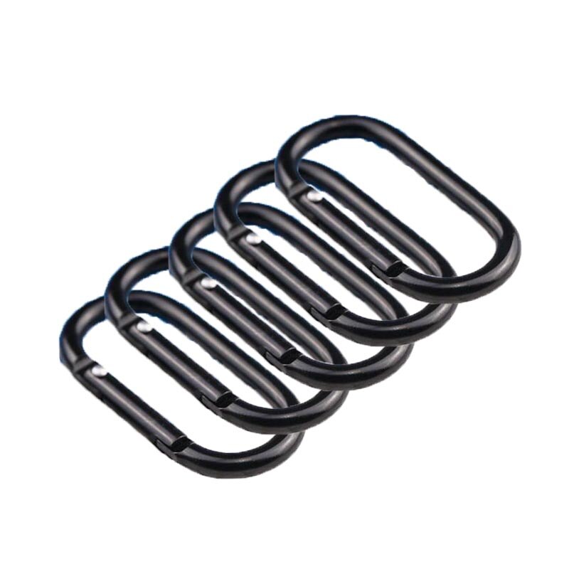 5Pcs Oval Carabiner Hanging Buckle Spring Keychain Clip Hook Carabiner Hanging Buckle Hook for Camping Fishing Hiking: Black