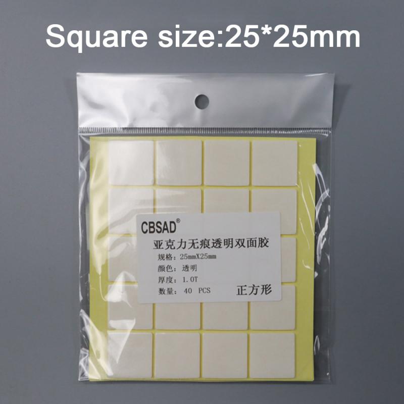 seamless acrylic transparent double-sided tape super sticky strong round five-pointed star square waterproof film: 40pcs square tapes