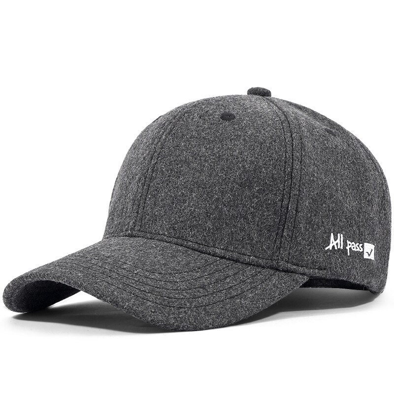 2022 große herbst-wintermütze für #39 , koreanischer allrounder, warme baseballkappe aus wolle, kleine mütze mit gesichtsähnlicher passform: Grau / L54-59cm