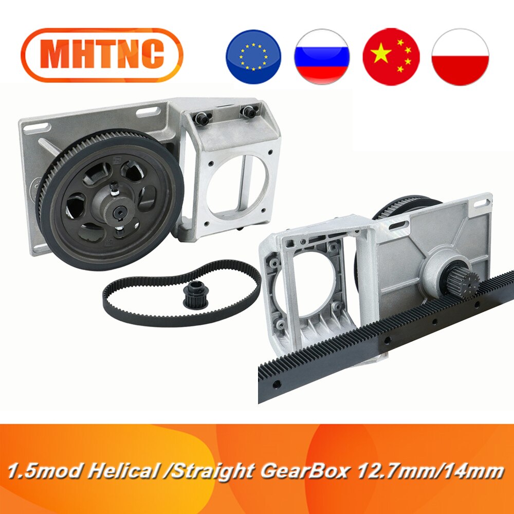 1.5 mod gearbox straight gear Helical gear 12.7mm / 14mm input hole speed ratio 5:1 for 1.5 Modulus straight Helical rack