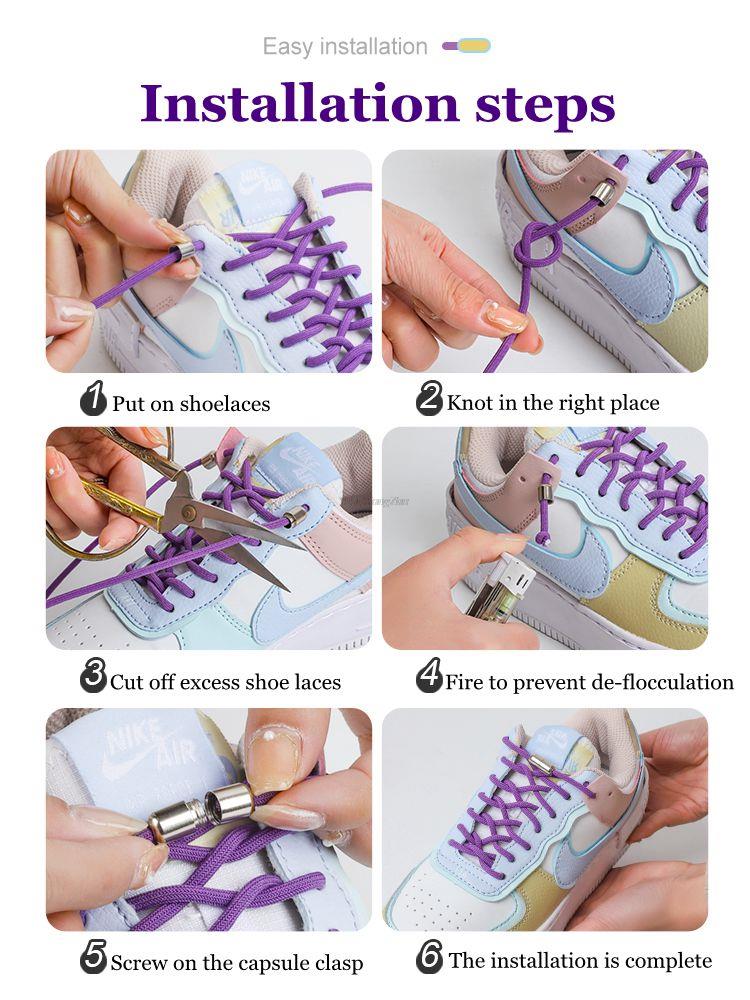 Lacets de chaussures sans cravate, lacets élastiques, baskets, lacets ronds sans attaches, chaussures rapides pour enfants et adultes, élastiques pour chaussures