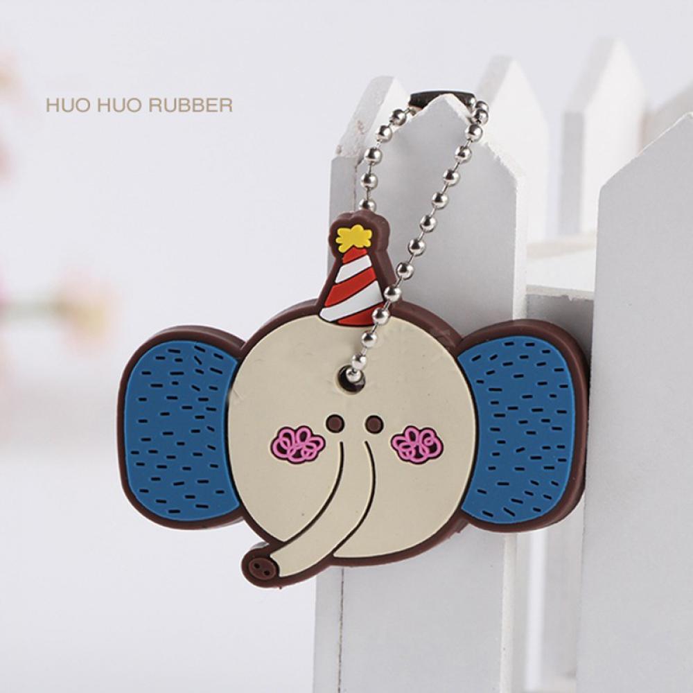 Cute Animal Soft Key Top Head Cover Chains Cap Keyring Phone Strap DIY Key Wallet: C