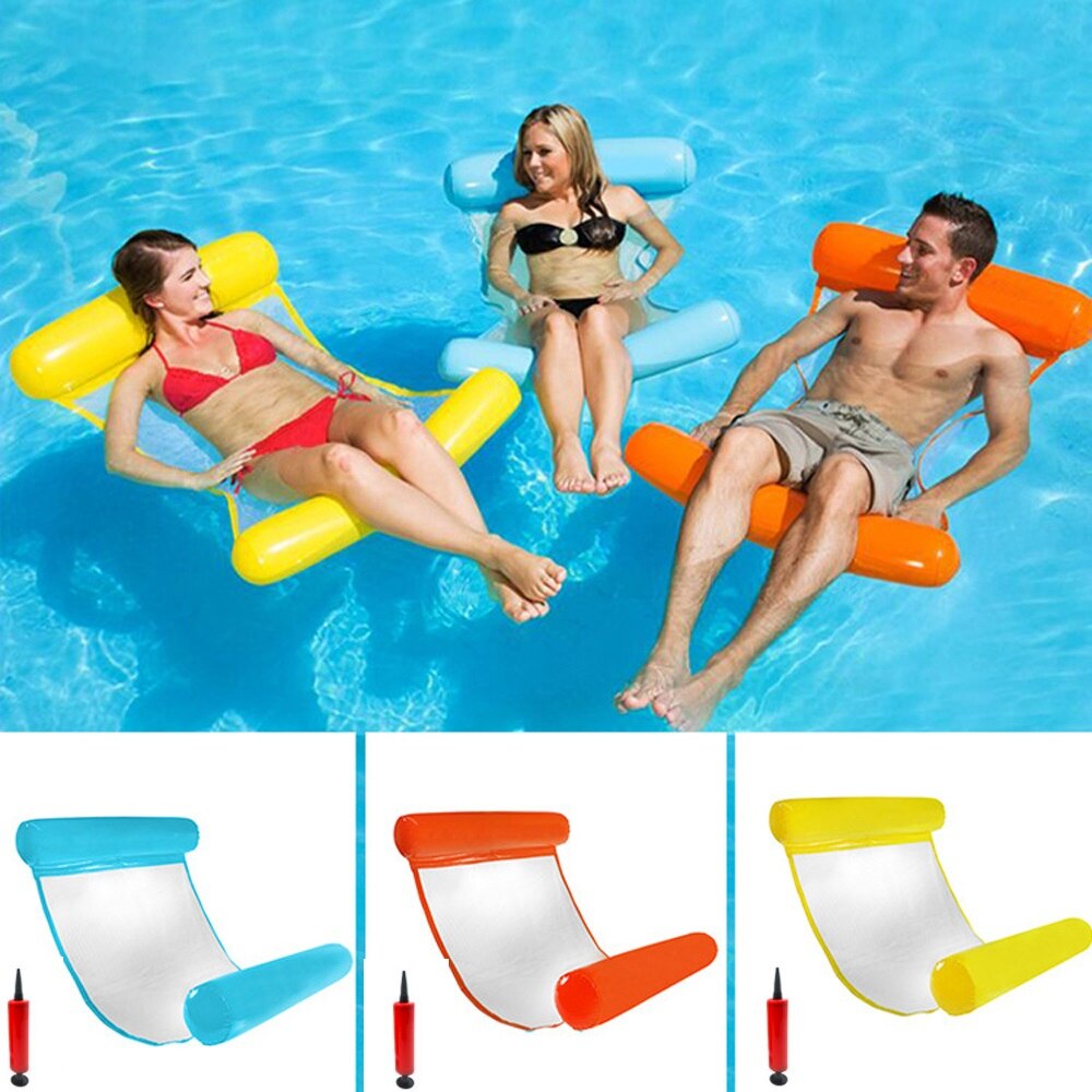 Floating Water Hammock Float Lounger Floating Toys Inflatable Floating Bed Chair Swimming Pool Foldable Inflatable Hammock Bed