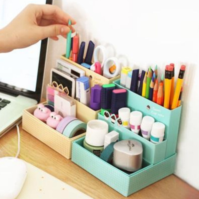 Caja de cartón para almacenaje escritorio artículos de papelería para decoración maquillaje estuche organizador de cosmética DIY