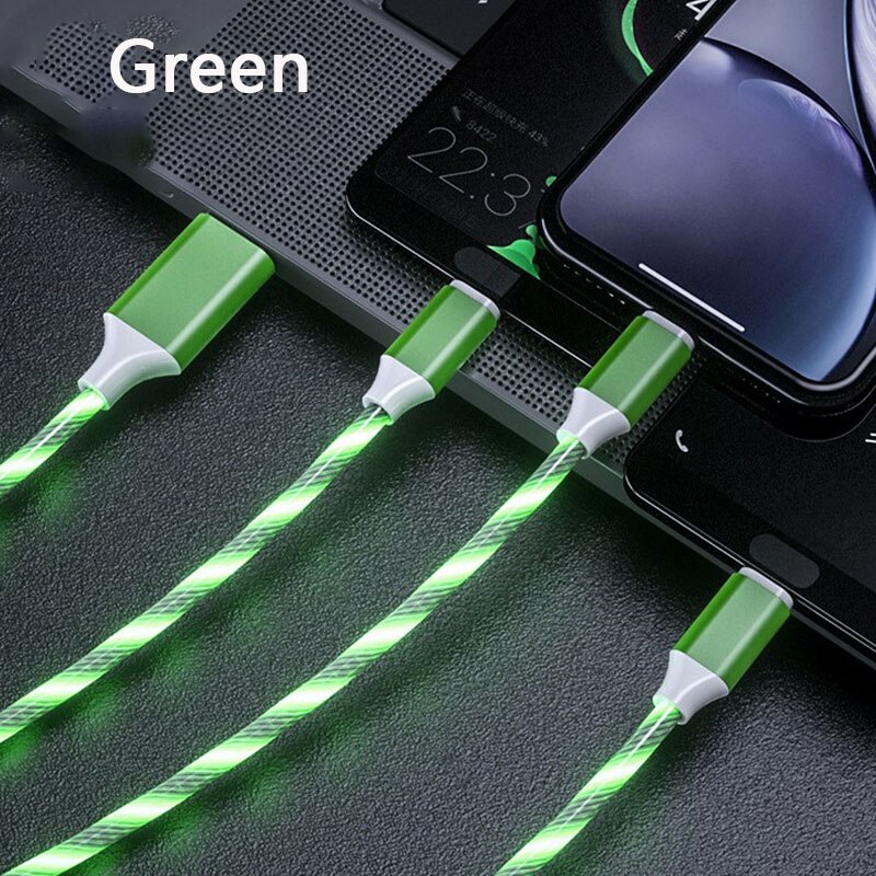 Cable USB tipo C para luz LED, Cable magnético de carga rápida, Cables universales: Verde