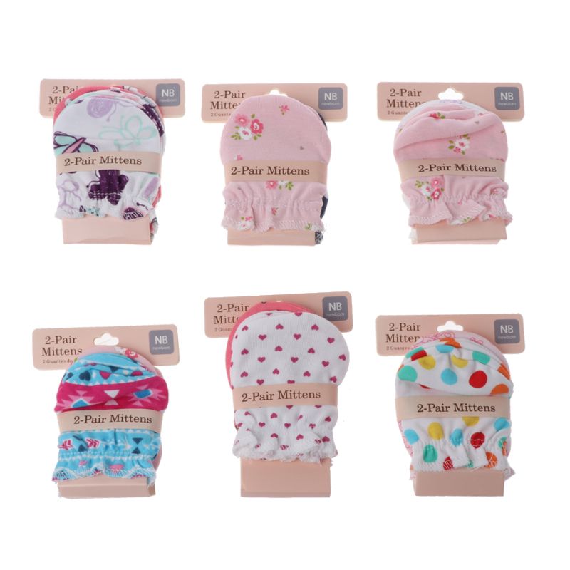 2Paare Baby Anti Kratzen Handschuhe Neugeborenen Schutz Gesicht Baumwolle kratzen Fäustlinge 4X7C