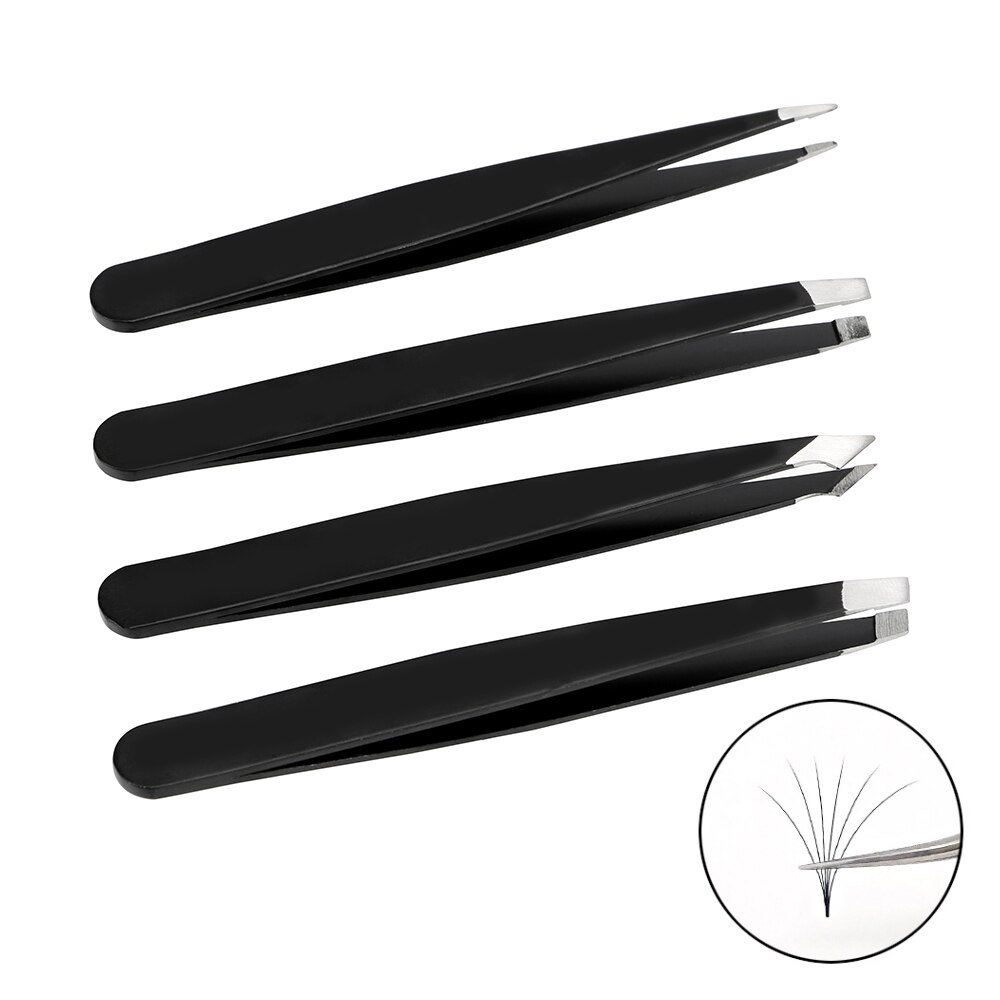 4 Piece/Set For DIY Eyebrow Industrial Precision Straight Tweezers Anti-static Stainless Steel Tweezers Repair Tools