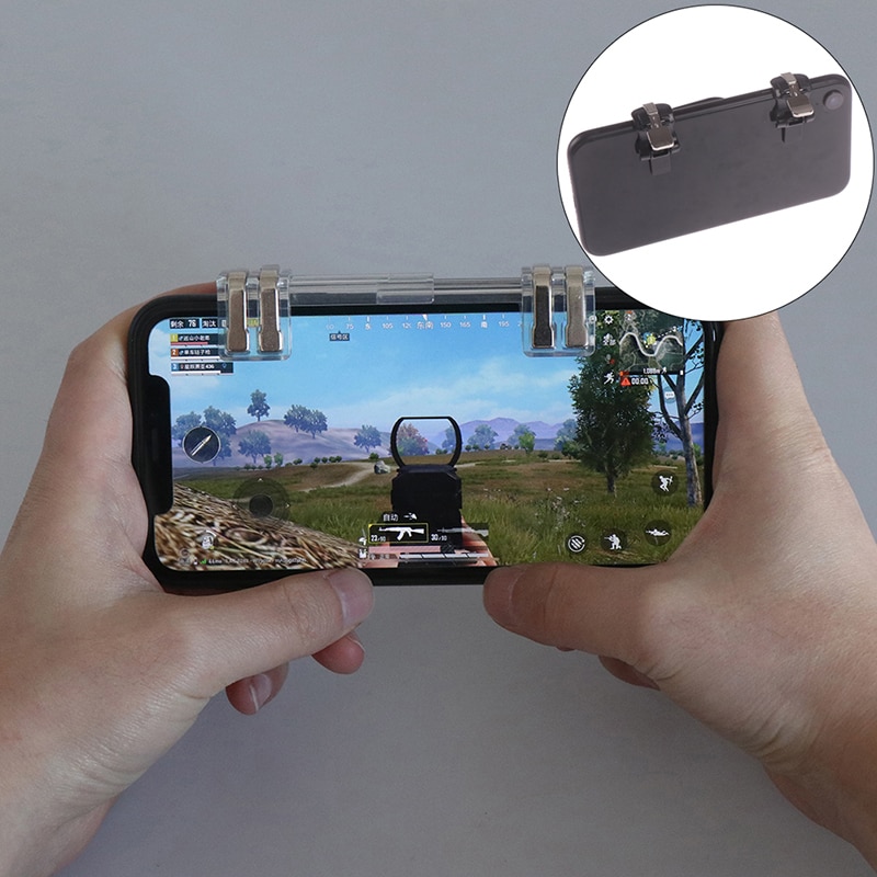 1 Paar Zwarte Mobiele Telefoon Gaming Trigger Fire Knop Voor L1r1 Shooter Controller