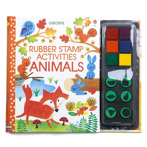 26*22*1.4cm Baby Fingerprint English drawing Book with Rubber Stamp Ink Pad kids Doodling Paint Learning Book Animals Garden: animals