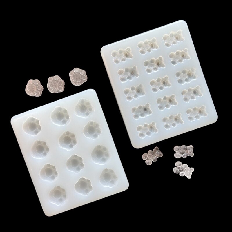 1pc/3 stück glänzende silikonformen, kleine bären-haarnadelform, diy-schlüsselanhänger-anhänger-schmuckformen aus epoxidharz