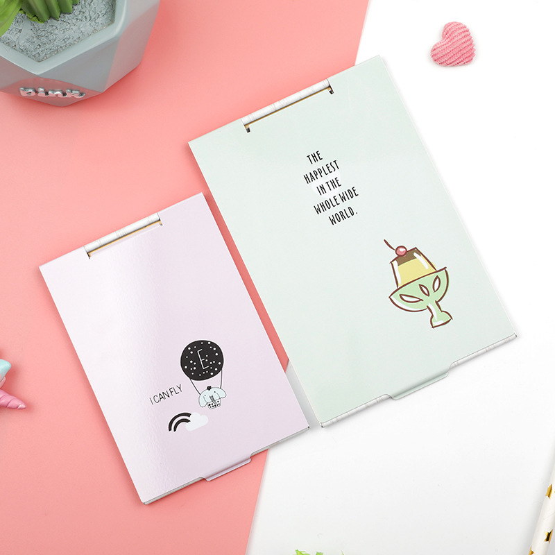 Mini- Cartoon Ultra-thin Makeup Mirror Vanity Cosmetic 4 Sizes Make Up Pocket Silver Rectangle Foldable Compact Folding Mirrors