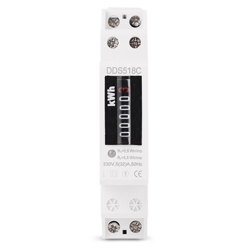 Din Rail Eenfase Analoge Teller Elektriciteit Stroomverbruik Wattmeter Energy Meter Watt Kwh 5-32A Ac 230V: Default Title