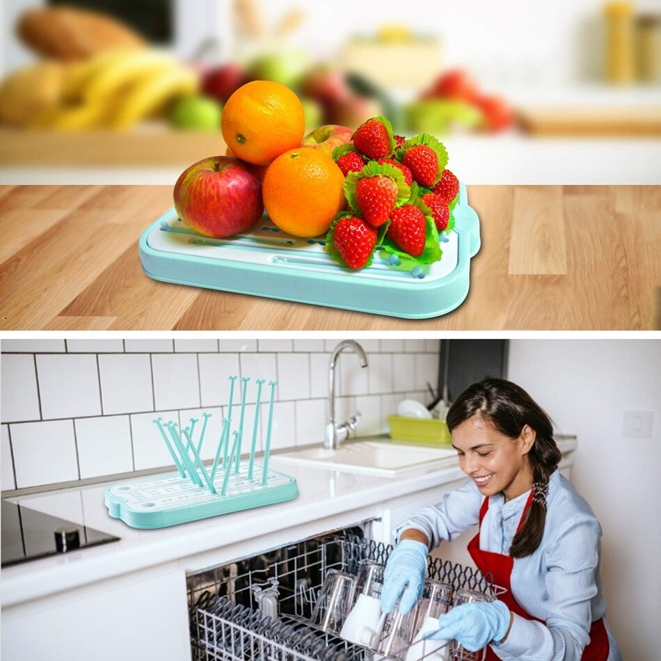 AMTOY vert bleu rose bébé biberon étendoir comptoir séchoir avec égouttoir pour biberons et accessoires directe