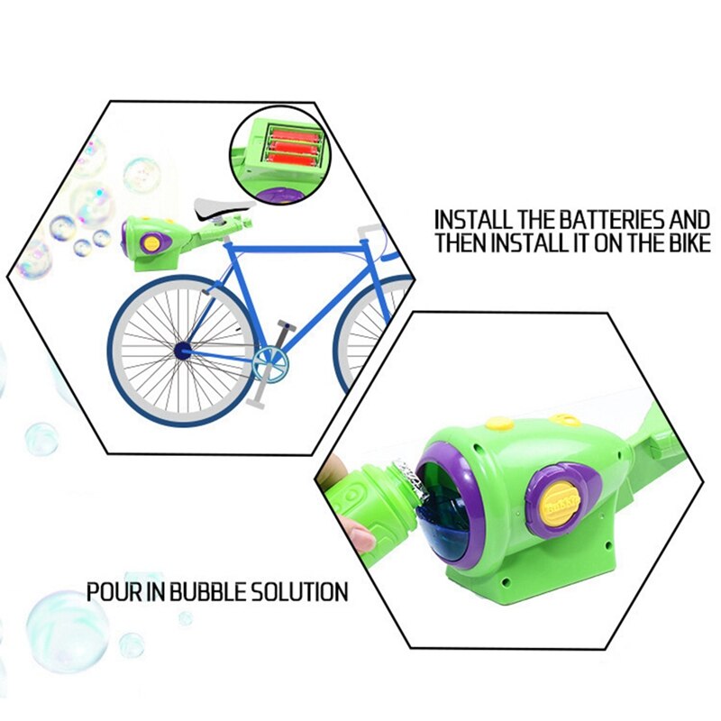 Fiets Automatische Bubble Machine Geïnstalleerd Water Blazen Speelgoed Niet Giftig Milieuvriendelijk Geïnstalleerd Speelgoed Voor Kids