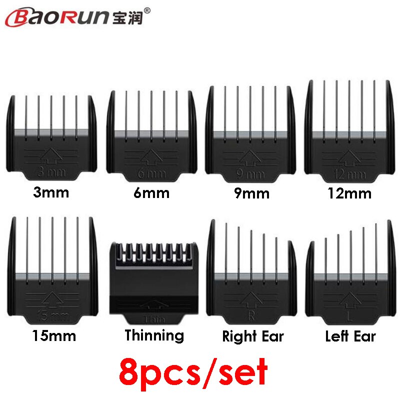Boquillas originales para cortadora de pelo BAORUN, juego de peines de afeitado, 3/6/9/12mm, 938/X6/X7/A8S/P2/P3/P6/P7/P9/S1: 8PCS