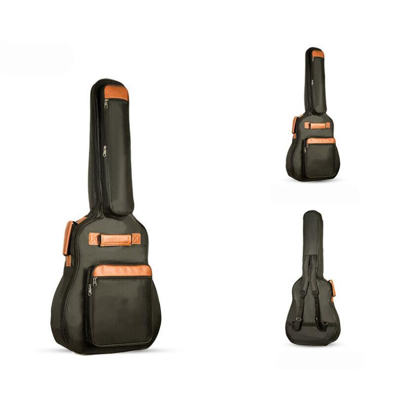 waterproof thicken guitar bag 41 inch double-shoulder electric guitar bass 39inch classical guitar parts: Black